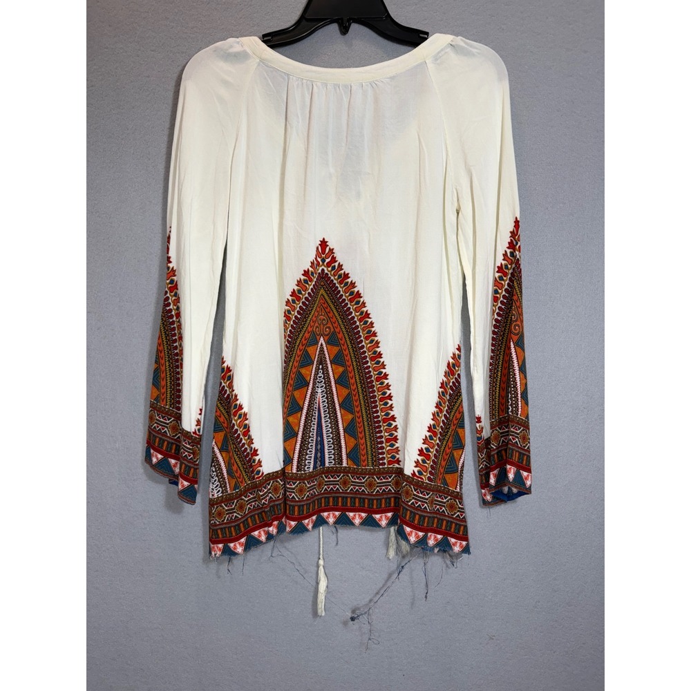 Blu Pepper Boho Embroidered Tunic Top Tribal Print Peasant Small Flowy - Picture 2 of 10
